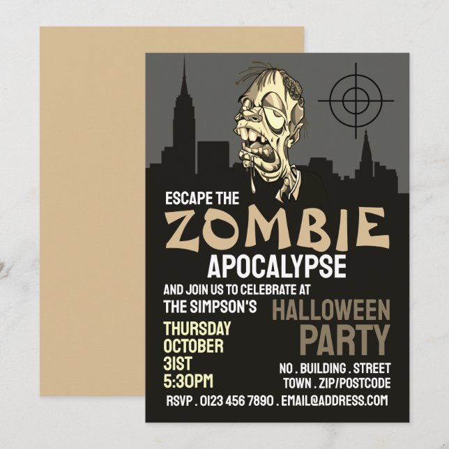 Invitación Sala de escape del tema del apocalipsis zombi Hall (Anverso / Reverso)