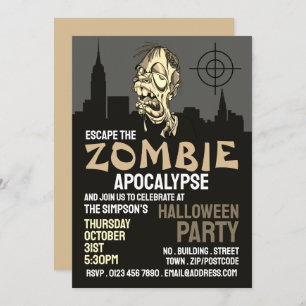 Invitación Sala de escape del tema del apocalipsis zombi Hall