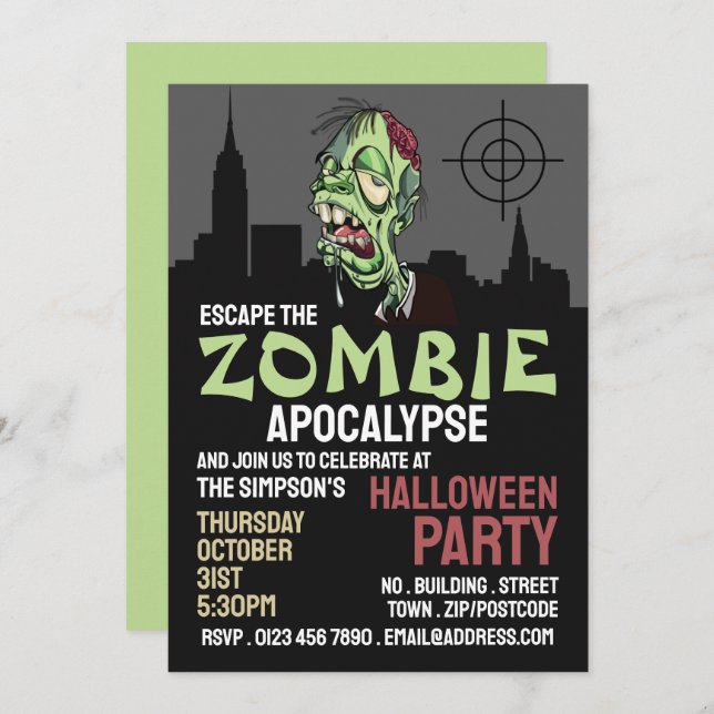 Invitación Sala de escape del tema del apocalipsis zombi Hall (Anverso / Reverso)