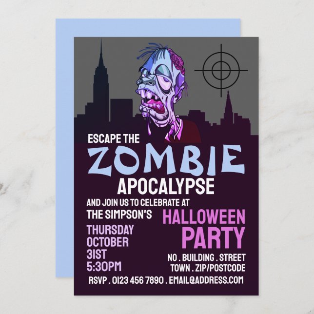 Invitación Sala de escape del tema del apocalipsis zombi Hall (Anverso / Reverso)