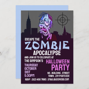 Invitación Sala de escape del tema del apocalipsis zombi Hall