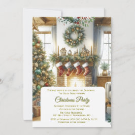 Invitación Sala de estar y vacaciones en árboles de Navidad