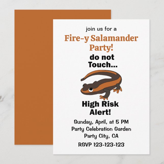 Invitación Salamandra de Fuego No Tocar Alerta de Alto Riesgo (Anverso / Reverso)