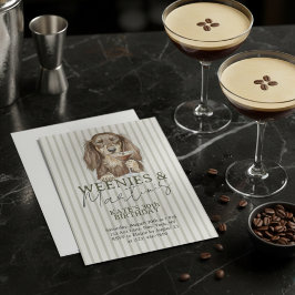 Invitación Salchichas Dibujadas a Mano y Dachshund Martinis