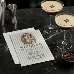 Invitación Salchichas Dibujadas a Mano y Dachshund Martinis