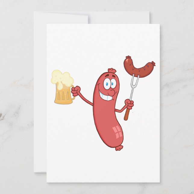 Invitación Salchichas Y Cerveza (Anverso)