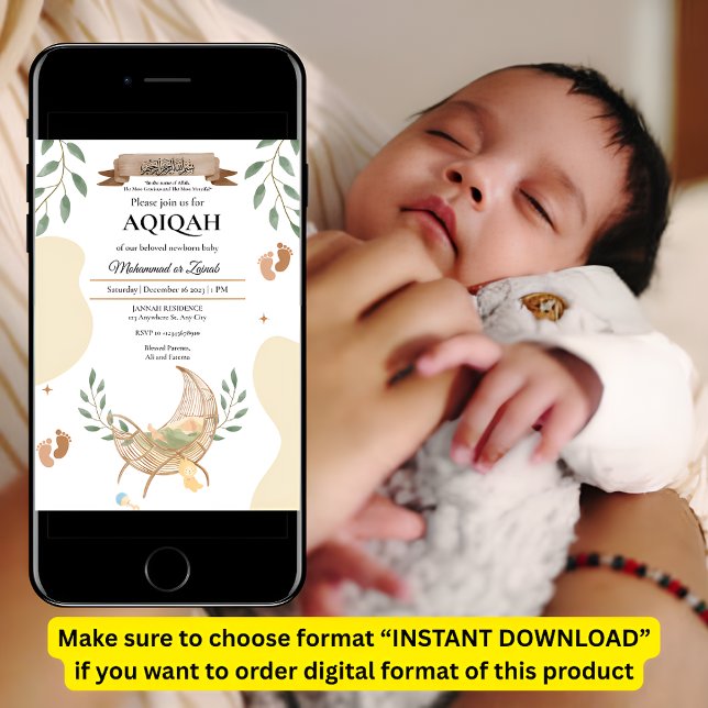 Invitación Sale de la cuna de otoño Unisex bebé Aqiqah musulm (Subido por el creador)