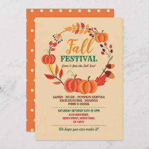 Invitación Salida de la calabaza del festival de la cosecha o