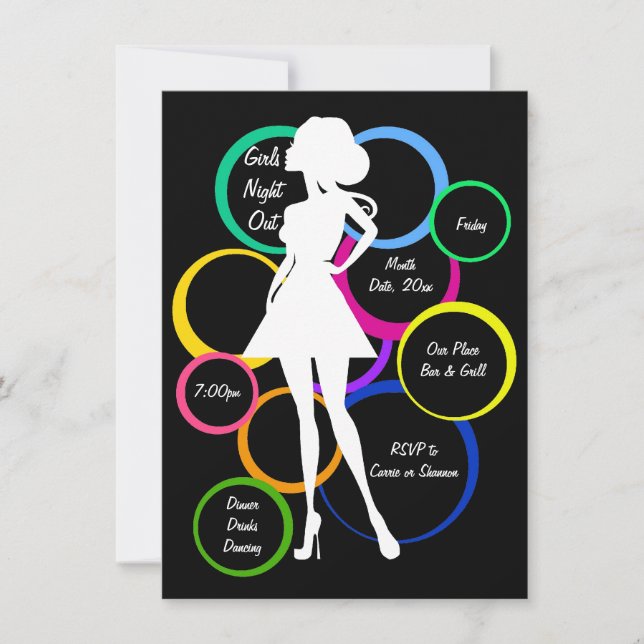 Invitación Salida nocturna de Chicas Disco Diva (Anverso)