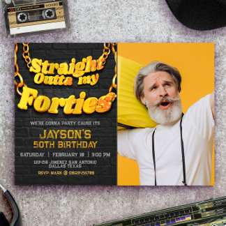 Invitación Saliendo Directo de mis Cuarentas con Foto