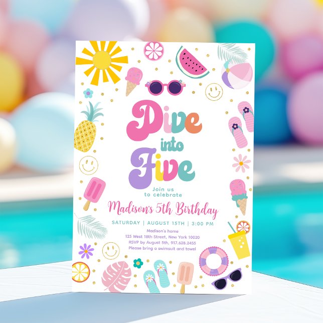Invitación Salir a cinco Chicas Fiesta verano cumpleaños (Subido por el creador)
