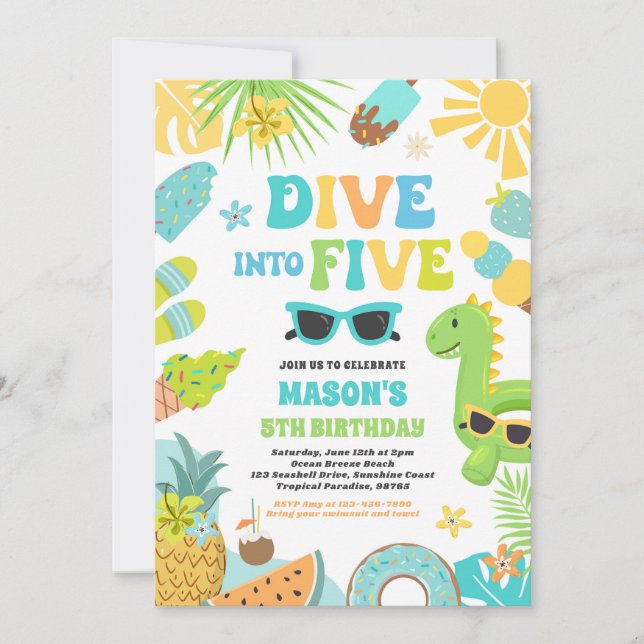 Invitación Salir a la playa tropical 5 Fiesta de cumpleaños (Anverso)