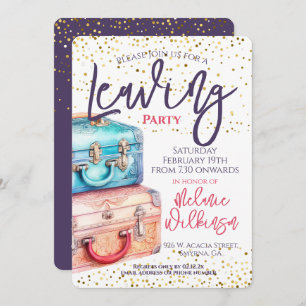 Invitación Salir del viaje en maleta Fiesta