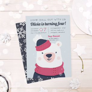 Invitación Salir Fiesta de cumpleaños del oso polar inverna