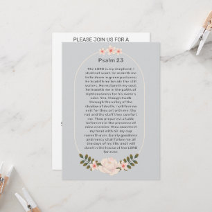 Invitación Salmo 23 Celebración floral rosa del funeral de la