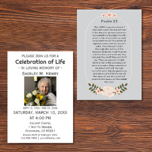 Invitación Salmo 23 floral rosa Celebración de la vida Funera
