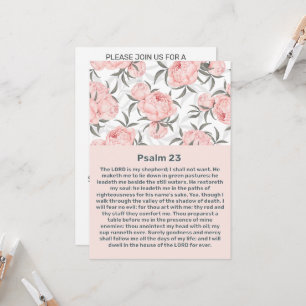 Invitación Salmo 23 Patrón Floral Rosa Celebración de la Vida