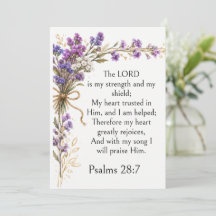 Salmo 28:7 Versículo Bíblico, Arte Floral Lila Púr