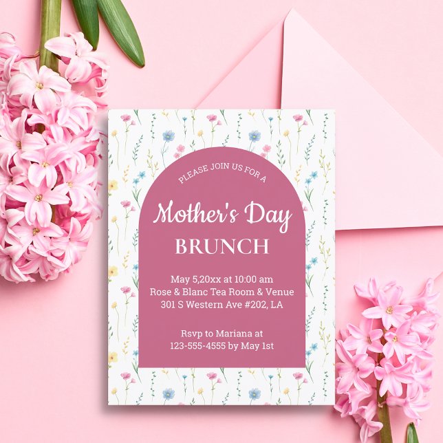 Invitación salmuera de Día de la Madre de arco rosa floral (Subido por el creador)