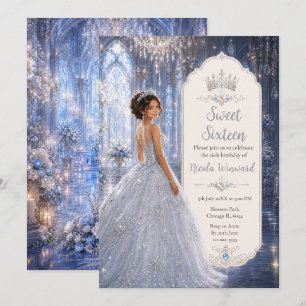 Invitación Salón Azul bajo la Luz de la Luna Sweet Sixteen