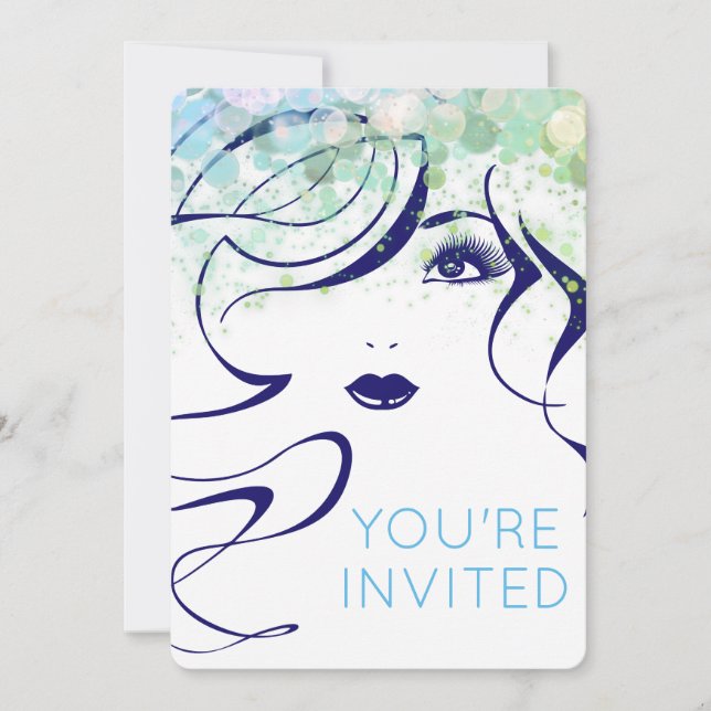 Invitación Salón de belleza con peluquería (Anverso)