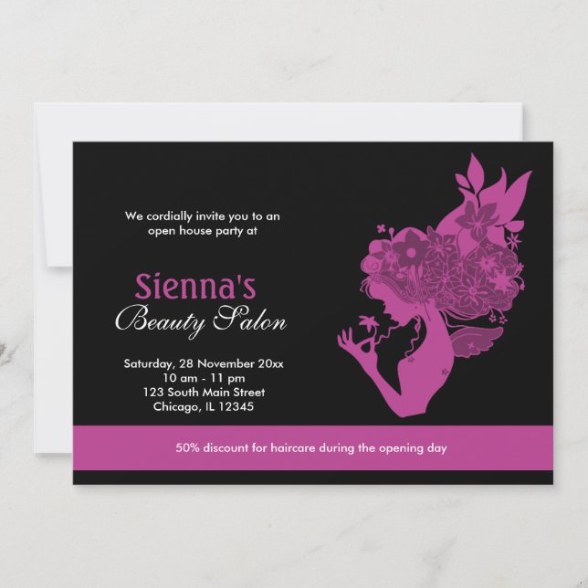 Invitación Salón de belleza de gran apertura (Plum) (Anverso)