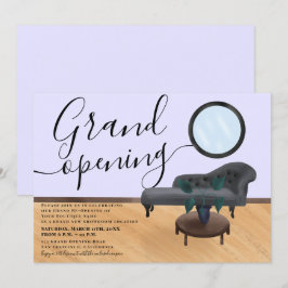 Invitación salón de belleza de ilustracion púrpura gran apert