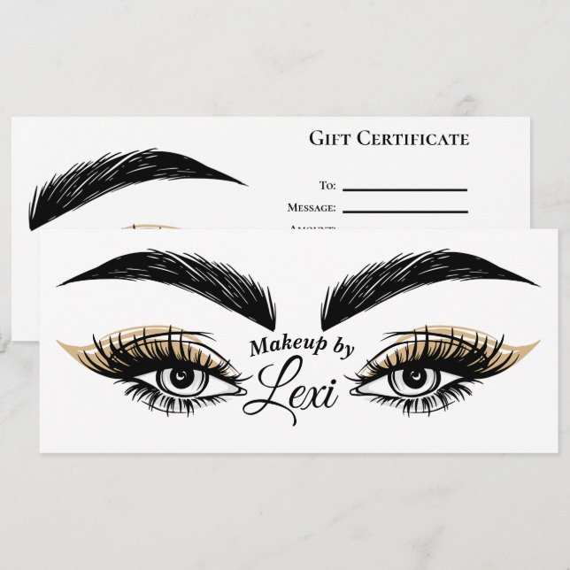 Invitación Salón De Belleza De Los Ojos De bonito Pega Certif (Anverso / Reverso)