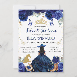 Invitación Salón de Belleza Navy Dress Black Hair Salon Princ