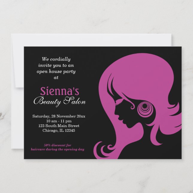 Invitación Salón de belleza (Plum) (Anverso)