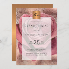 Invitación Salón de belleza rosa de lujo gran abertura