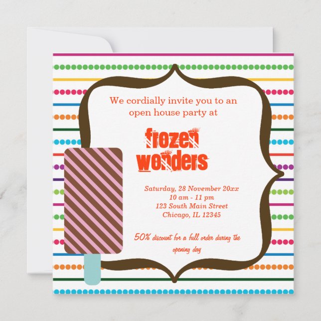 Invitación Salón de Crema de Hielo Open House (Anverso)