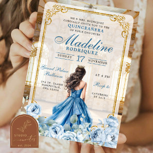 Invitación Salón Real Dusty Blue Quinceanera