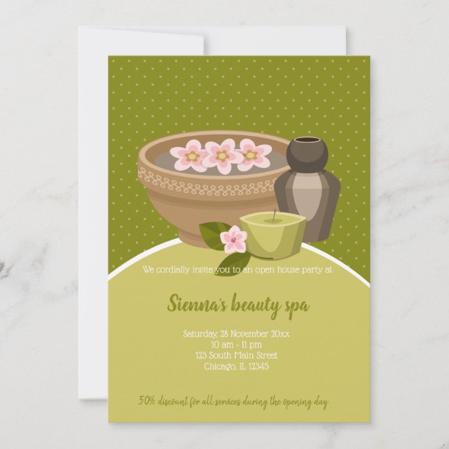 Invitación Salón Spa de belleza (Anverso)