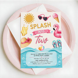 Invitación Salpica Dos Fiesta de Cumpleaños de Piscina de Ver