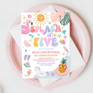 Invitación Salpica en Cinco Fiesta de Piscina de Cumpleaños d