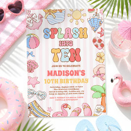 Invitación Salpica en Diez Fiesta de Cumpleaños de Playa Trop