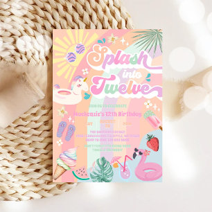 Invitación Salpica en doce arcoíris de verano sol cumpleaños