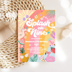 Invitación Salpica en los nueve arcoíris de verano cumpleaños