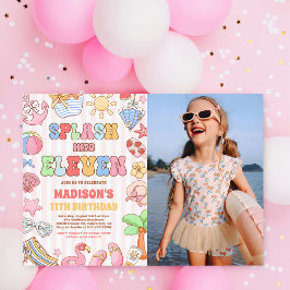 Invitación Salpica en los once cumpleaños de playa tropical f