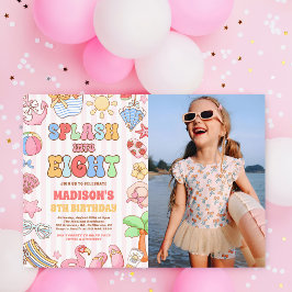 Invitación Salpica en ocho cumpleaños de playa tropical foto