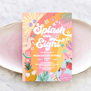 Invitación Salpica En Ocho Cumpleaños De Verano Del Sol Arco
