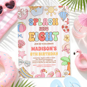 Invitación Salpica en ocho cumpleaños tropical de playa 8