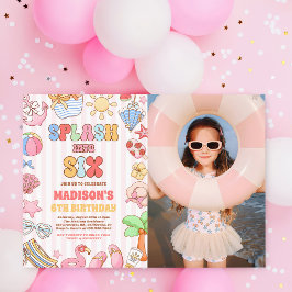 Invitación Salpica en Seis Cumpleaños de Playa Tropical 6 Fot