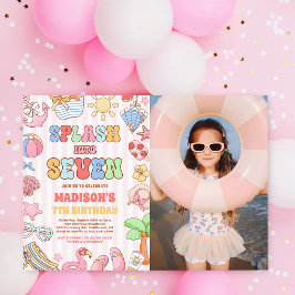 Invitación Salpica en siete cumpleaños de playa tropical foto