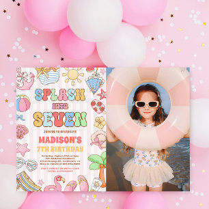 Invitación Salpica en siete cumpleaños de playa tropical foto