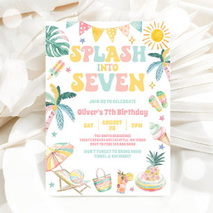 Invitación Salpica En Siete Cumpleaños De Verano Tropical 7