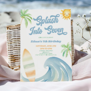 Invitación Salpica En Siete Fiesta De Cumpleaños De Playa Y S