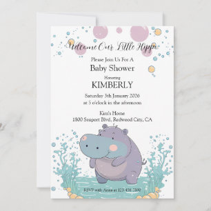 Invitación Salpicadura de Alegría, Pequeño Hipopótamo