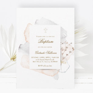 Invitación salpicaduras de color agua y flores n5   Bautismo